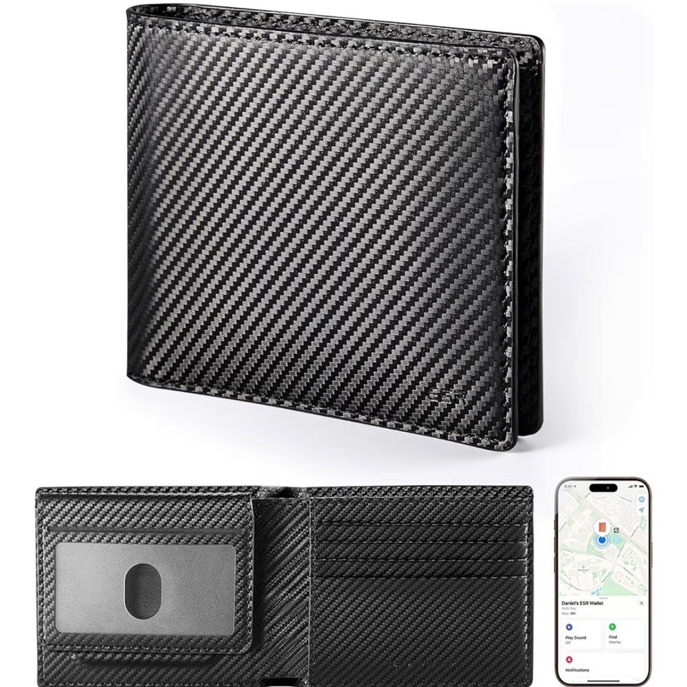 ESR Geo Wallet Built-in Apple Find My RFID Blocking Carbon Fiber Black Bifold